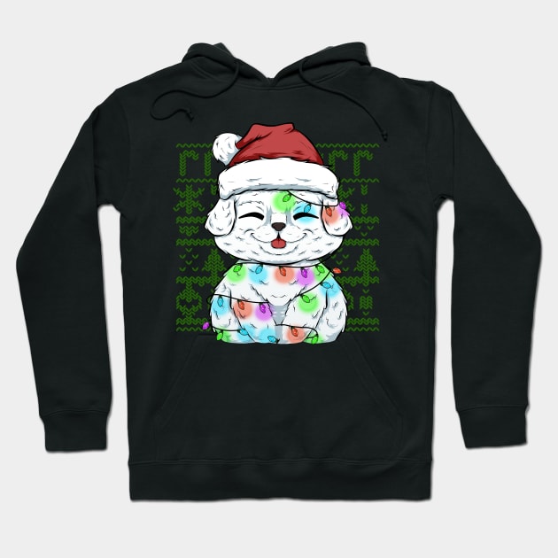 cute doggy christmas lights and fun Hoodie by the house of parodies